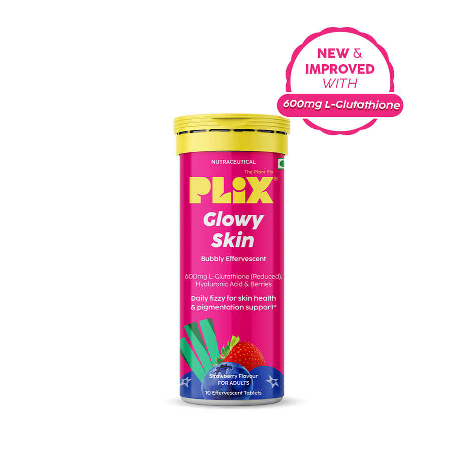 Plix The Plant Fix Glowy Skin Strawberry Flavour Glutathione Effervescent Tablets