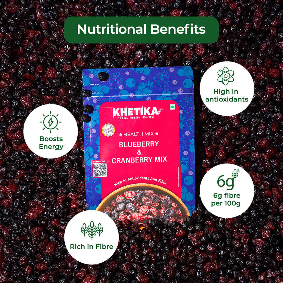 Khetika Premium Cranberry & Blueberry Mix | Rich in Calcium & Antioxidants | No Added Preservatives