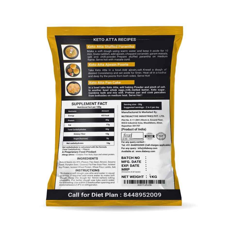 Diabexy Nutroactive Keto Atta Net Carb- Extremely Low Carb Flour