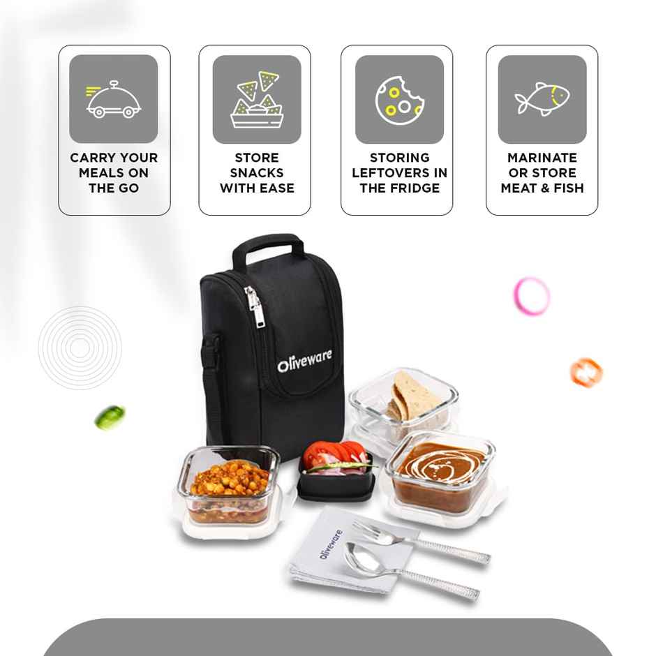 Oliveware Executive Glassware Lunchbox Set Of 3 320 ml Black