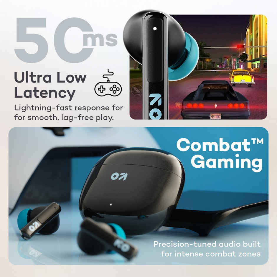 GOBOULT  W60 with 60Hrs Battery, 4 Mic ENC, Ultra Low Latency, 5.4v Bluetooth | Black
