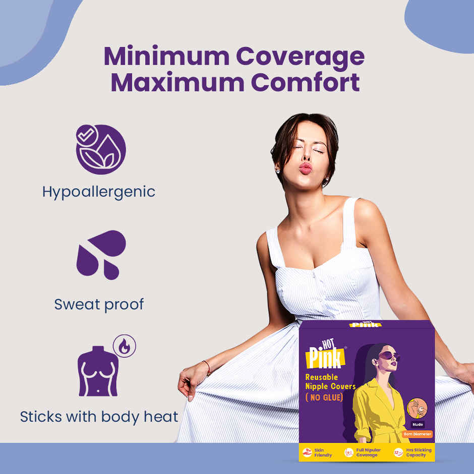 Pinq Polka Hot Pink Reusable Nipple Cover | Nude | 8 cm No Glue