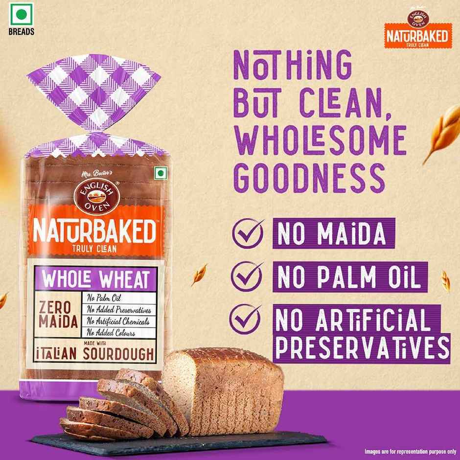 Naturbaked Zero Maida Whole Wheat Bread | No Added Preservatives | Clean Label