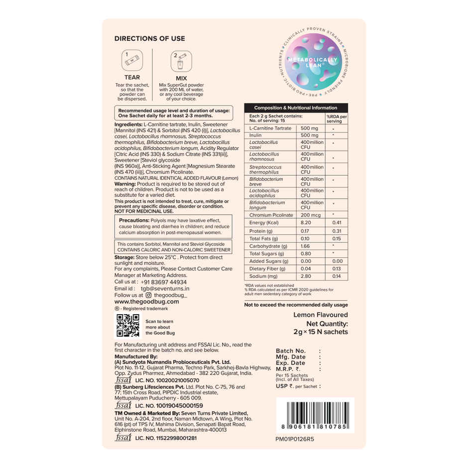 The Good Bug Metabolically Lean | SuperGut Powder New