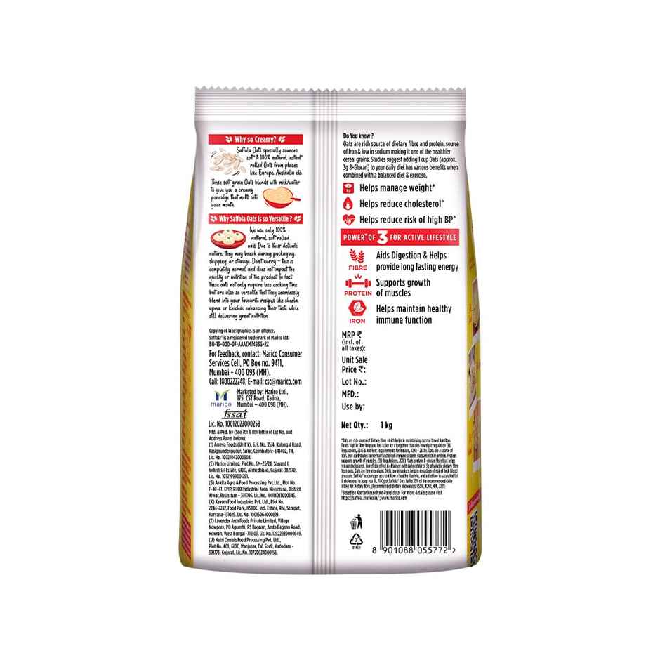Saffola Oats, Instant Rolled Oats, Soft & Creamy Oats, Power of Protein, Iron & Fibre