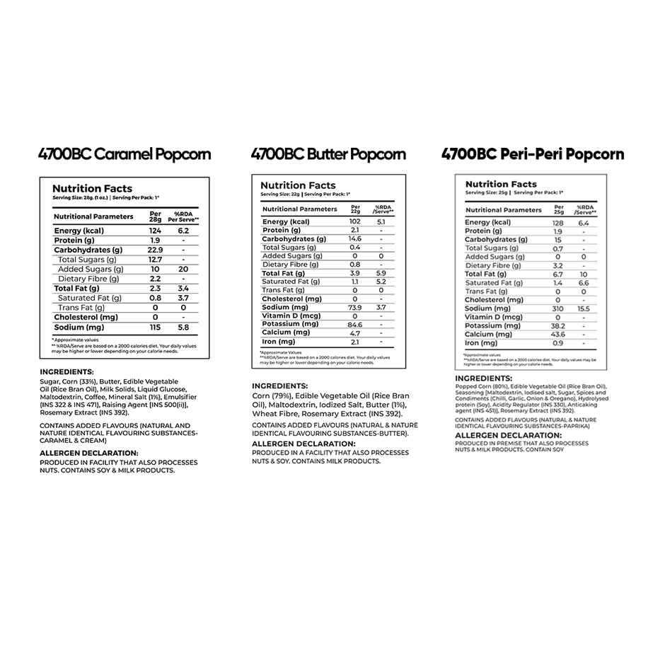 4700BC Peri Peri Popcorn Jumbo Pack | Himalayan Salt Caramel & Butter Popcorn