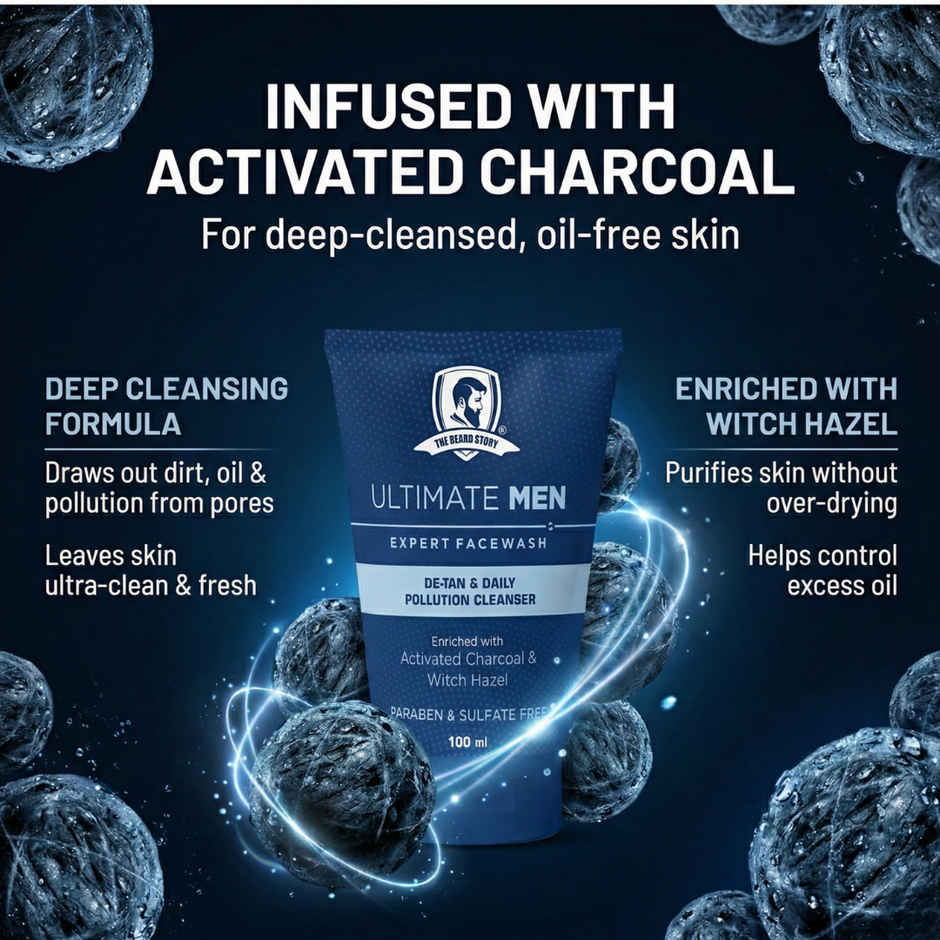 The Beard Story Face Wash With Activated Charcoal Deep Cleansing Pollution Control & Oil Absorption
