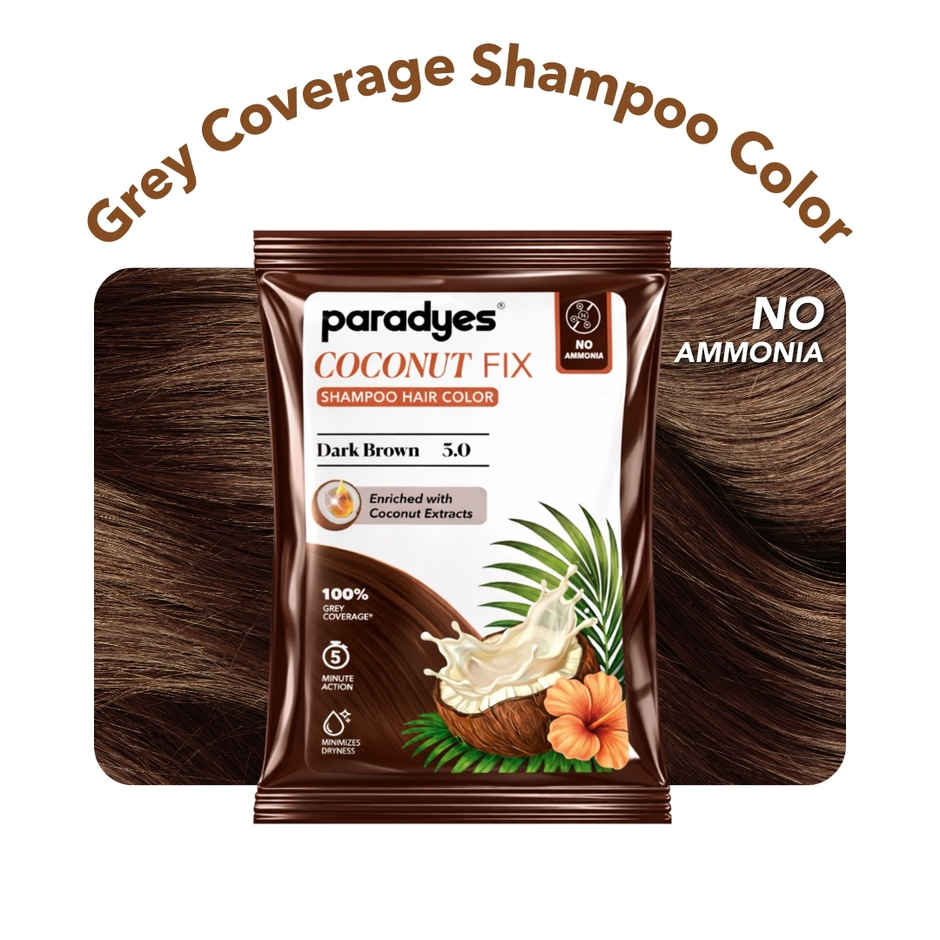 Paradyes Coconut Fix Shampoo No Ammonia Hair Color | Dark Brown 3.0