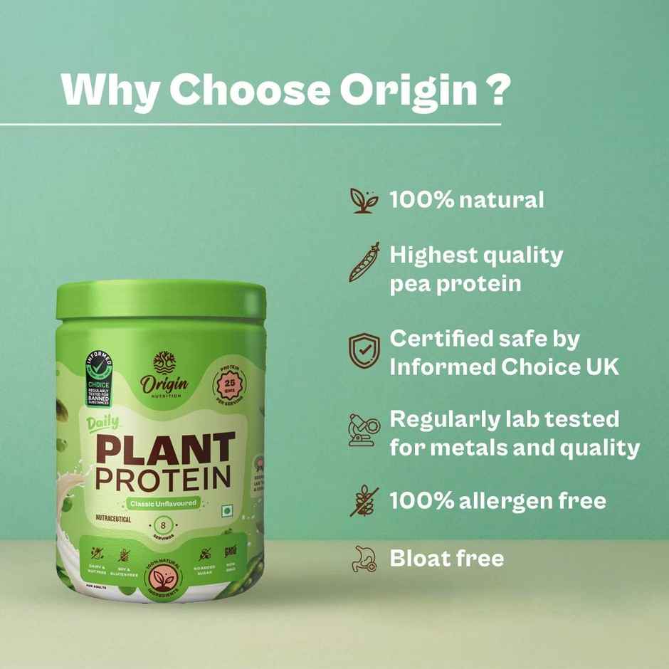 Origin Nutrition Daily Plant Protein Unflavoured- 8 Servings
