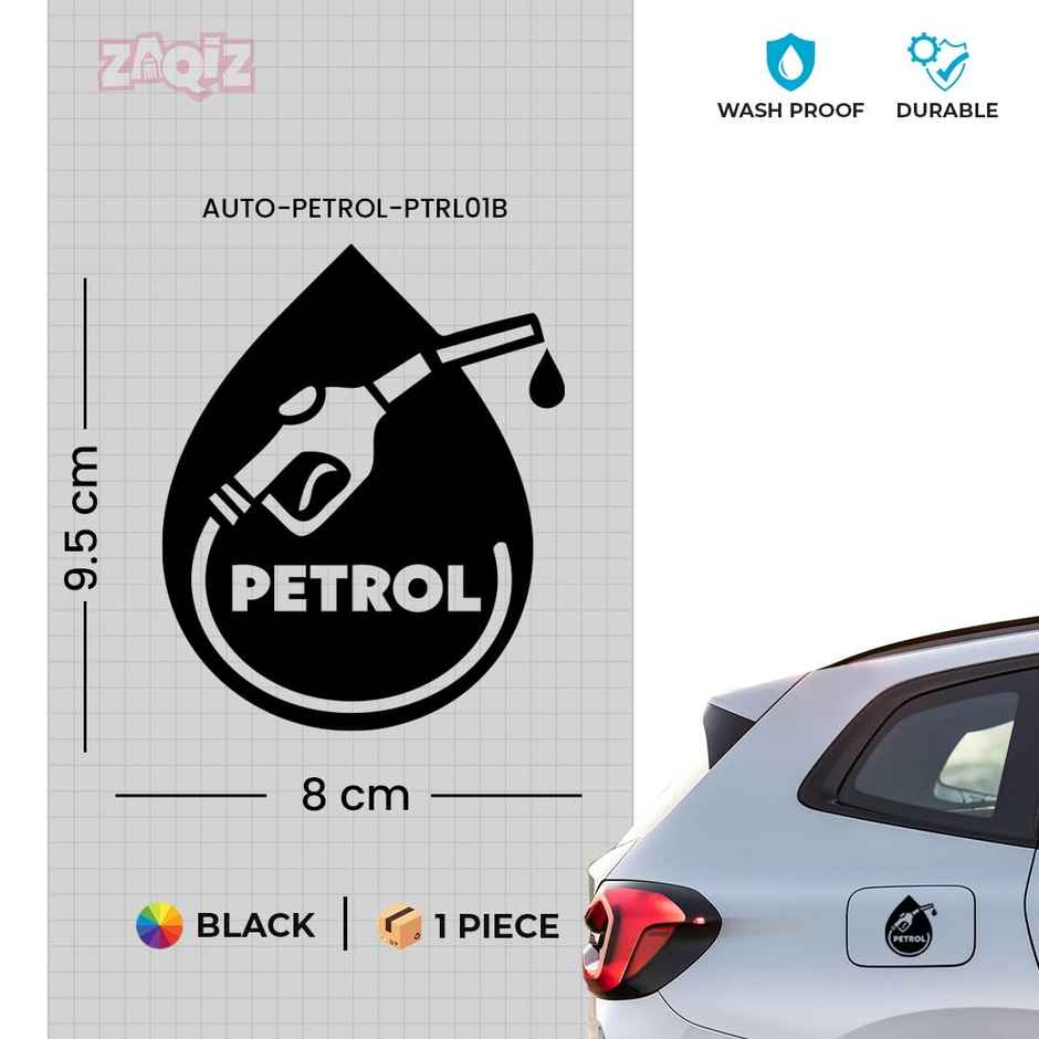 TiyuTrendzz Petrol Self-Adhesive Stickers for Car Fuel Tank, Waterproof (Black)