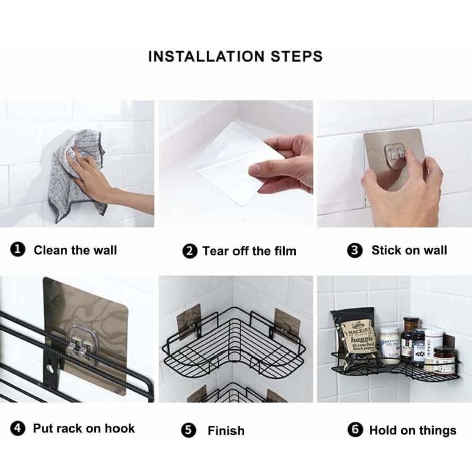 Clayplus Self Adhesive Corner Shelf Bathroom Organizer With Two Self Adhesive Screw