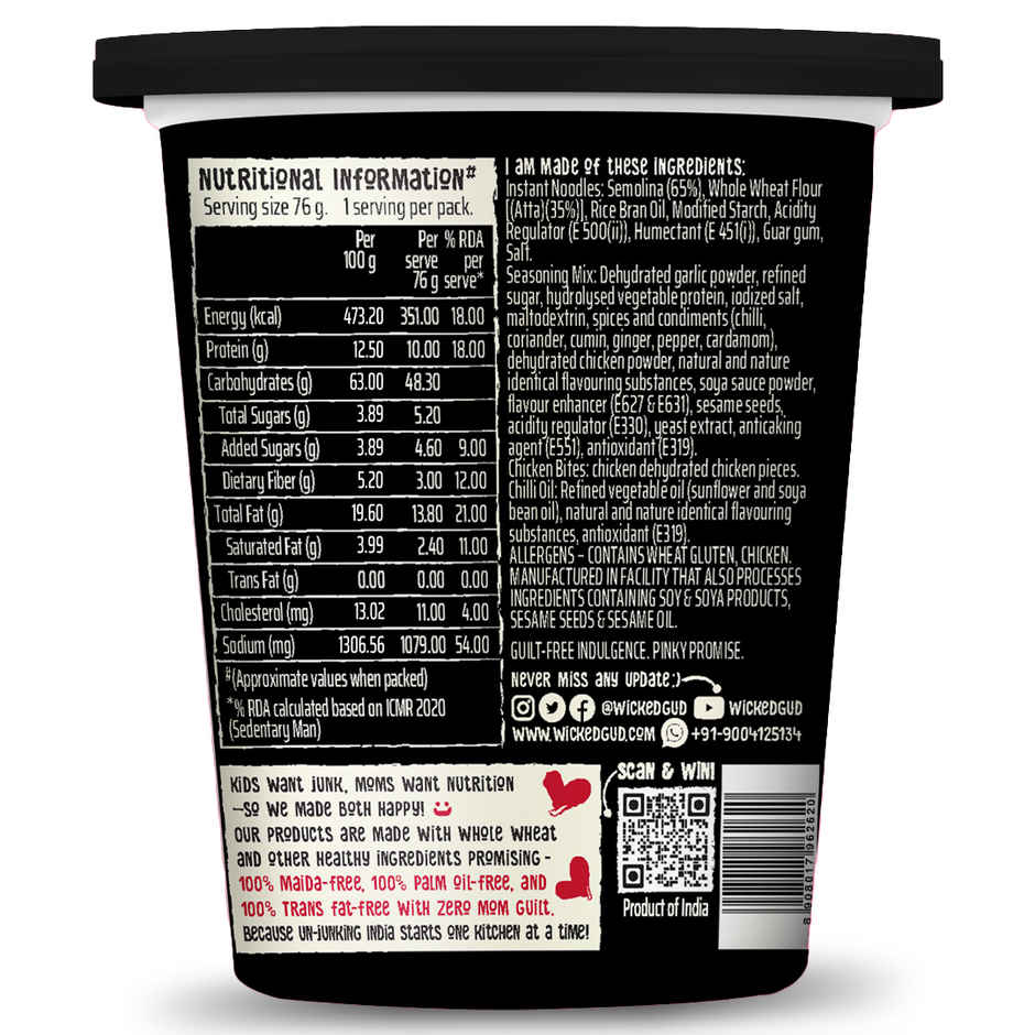 Wickedgud 3X Chilli Chicken Korean Instant Cup Noodles