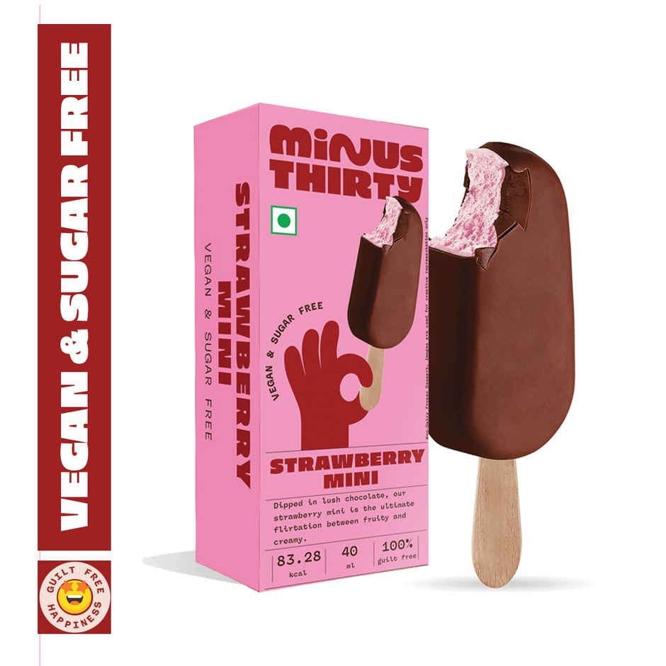 Minus Thirty Strawberry Mini Ice Cream Stick | Vegan & Sugar Free