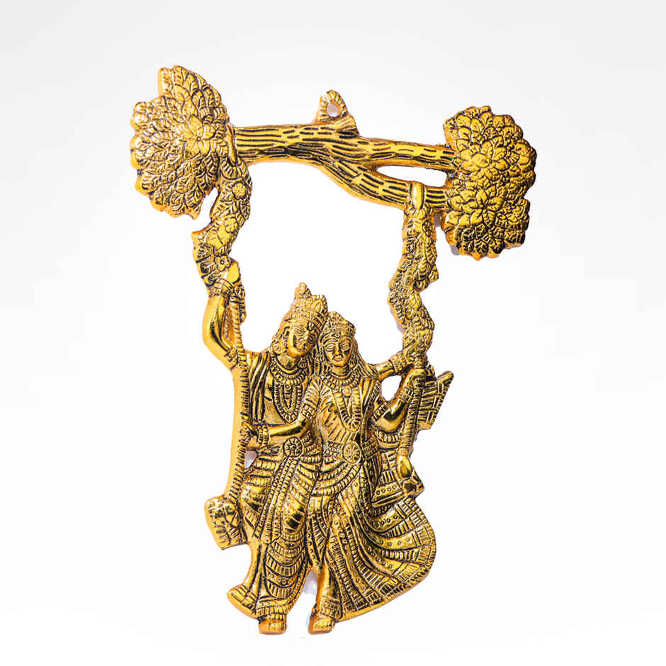 Radha Krishan on Jhula Wall Hanging in Gold Polish | Devnidhi