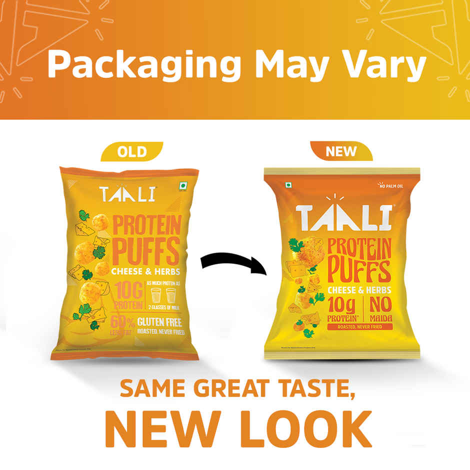 Taali Roasted Protein Puffs| Cheese & Herbs| Protein Rich, No Maida| Cheeseballs Combo