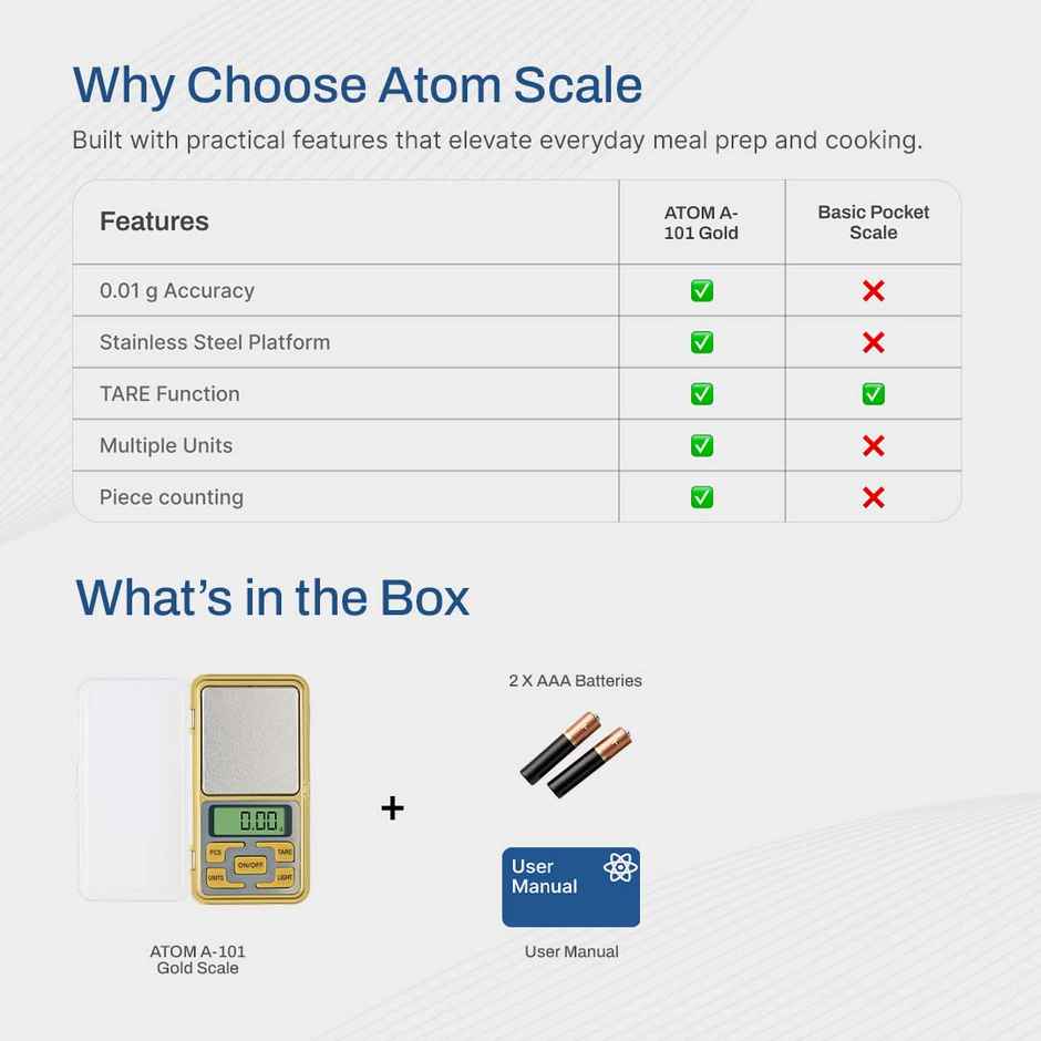 ATOM A 101 Gold Digital Pocket Scale with Capacity 200 g | Jewellery, Precious Gems Stone & Salts.