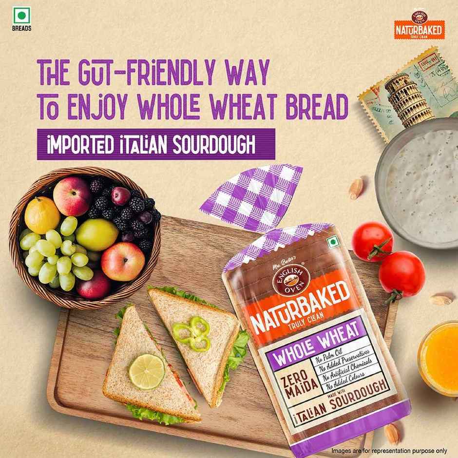 Naturbaked Zero Maida Whole Wheat Bread | No Added Preservatives | Clean Label
