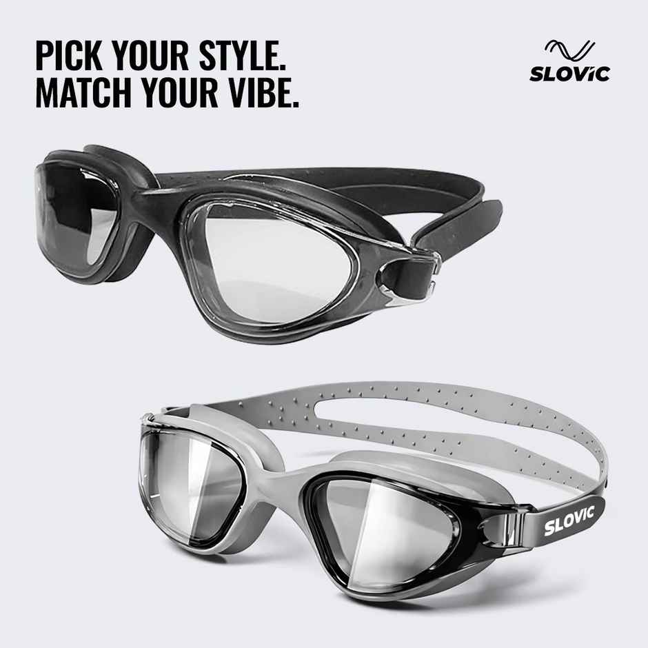 Slovic UV-Protected Unisex Swimming Goggles with Adjustable Straps - Wide Fit