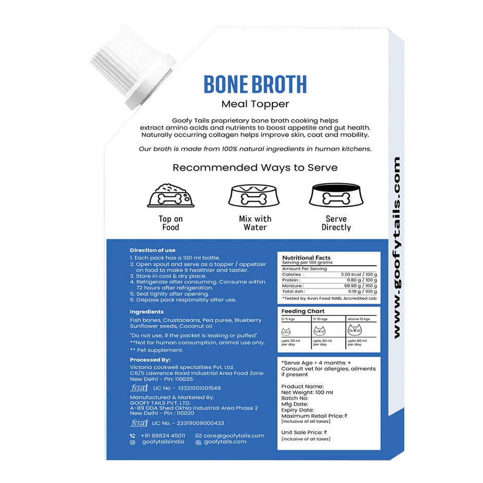 Goofy Tails Sea Food Bone Broth for Cats | Collagen Rich Cat and Kitten Food Topper