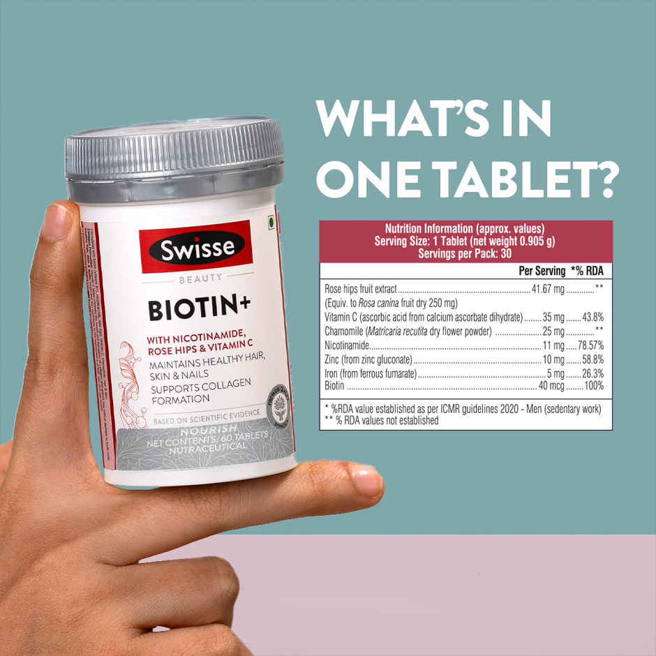 Swisse Beauty Hair Skin Nails with Vitamin C and Biotin for Healthy hair Radiant Skin Stronger Nails