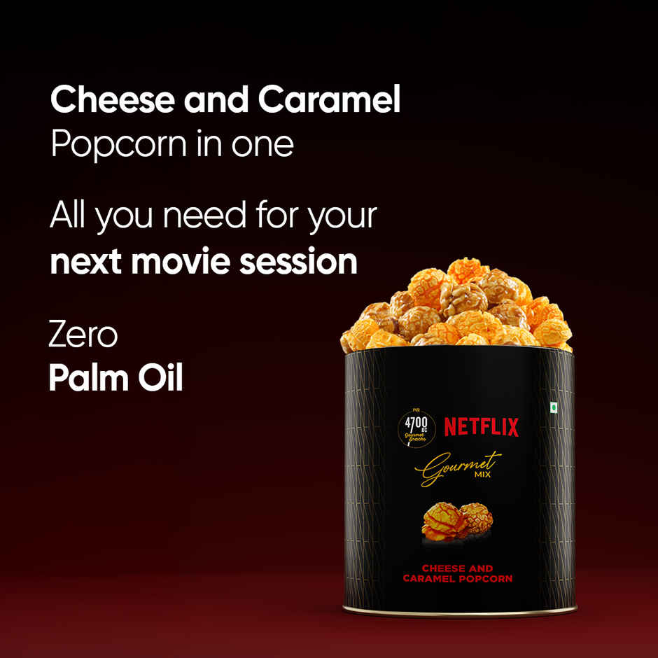 4700BC X Netflix Gourmet Cheese And Caramel Popcorn Small Tin Combo