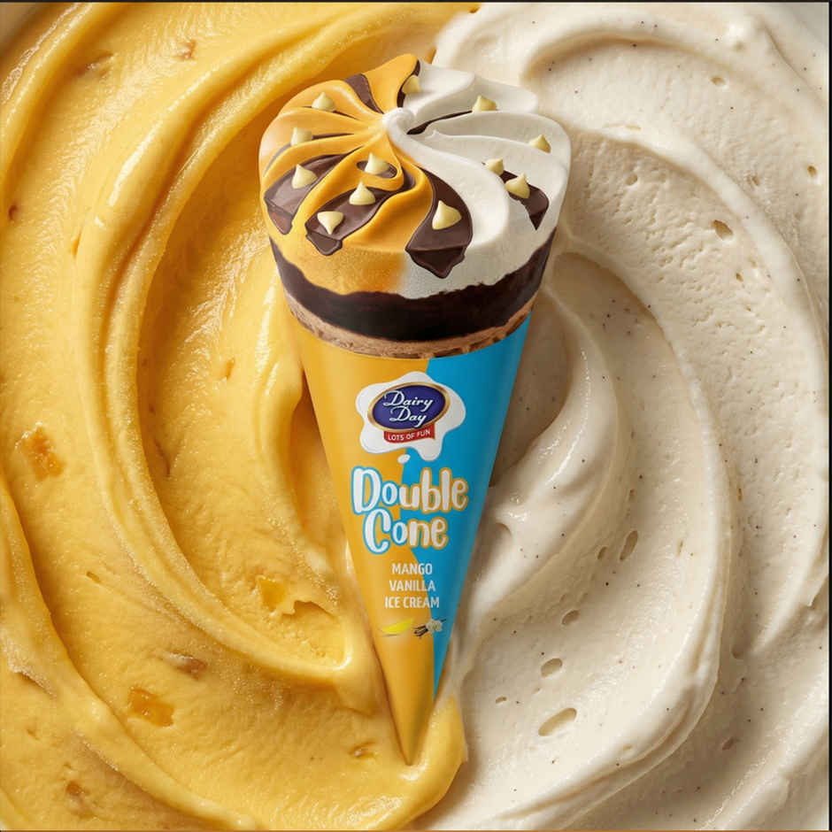 Dairy Day Double Cone Vanilla & Mango Ice Cream Cone Combo 