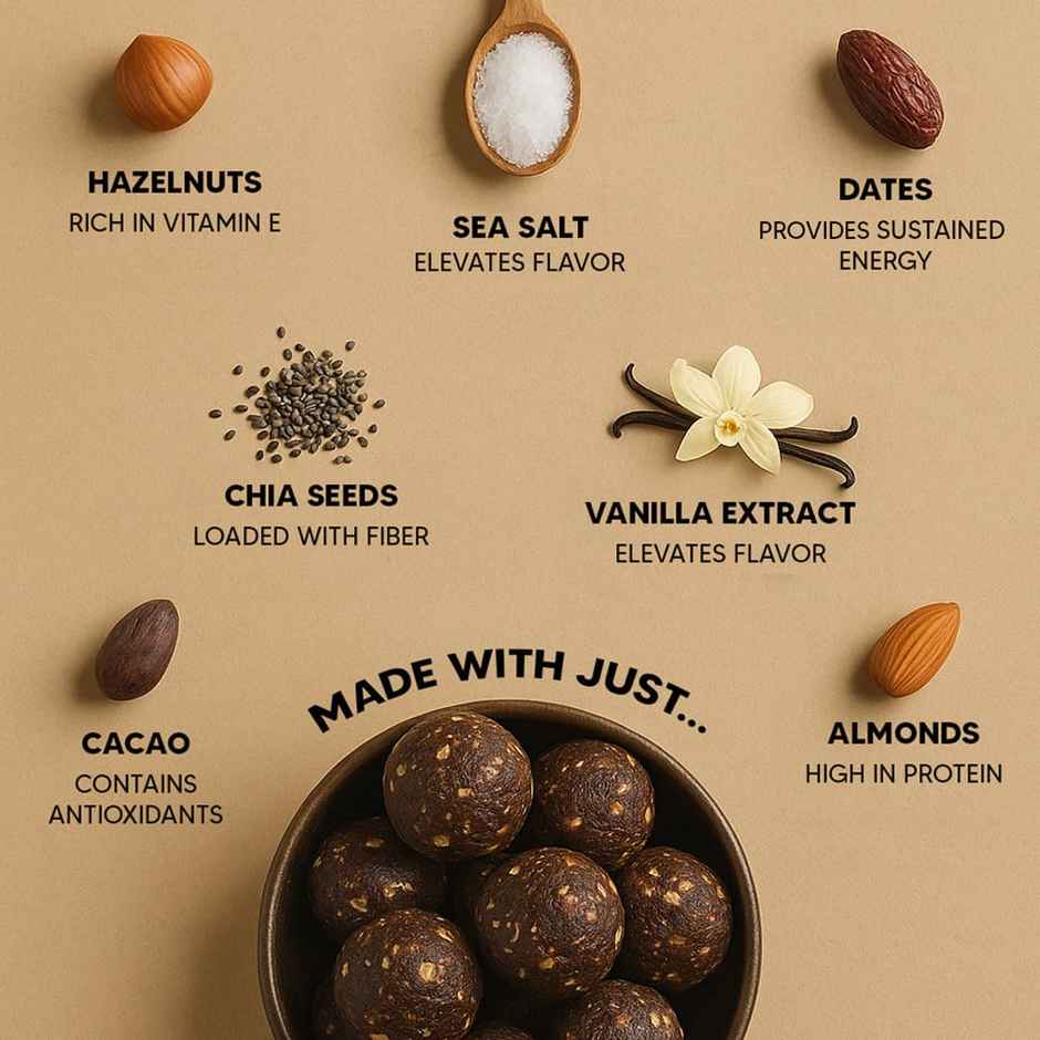 Eat Better Co - Hazelnut & Chocolate Laddoos - No Added Sugar - High Protein, 100% Natural