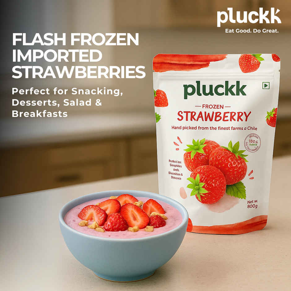 Pluckk Fresh Frozen Imported Blueberry Natural | Non Gmo | Rich In Antioxidants | Superfood Snack (200g) & Pluckk Fresh Frozen Imported Strawberry Natural | Non Gmo | Rich In Vitamin C | Healthy Snack (200g) Combo
