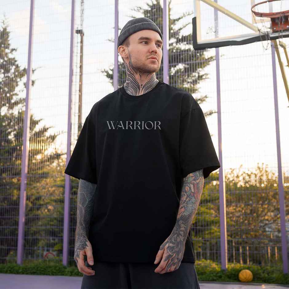 Mad Over Print Men's Warrior oversized T-shirt | Black - S