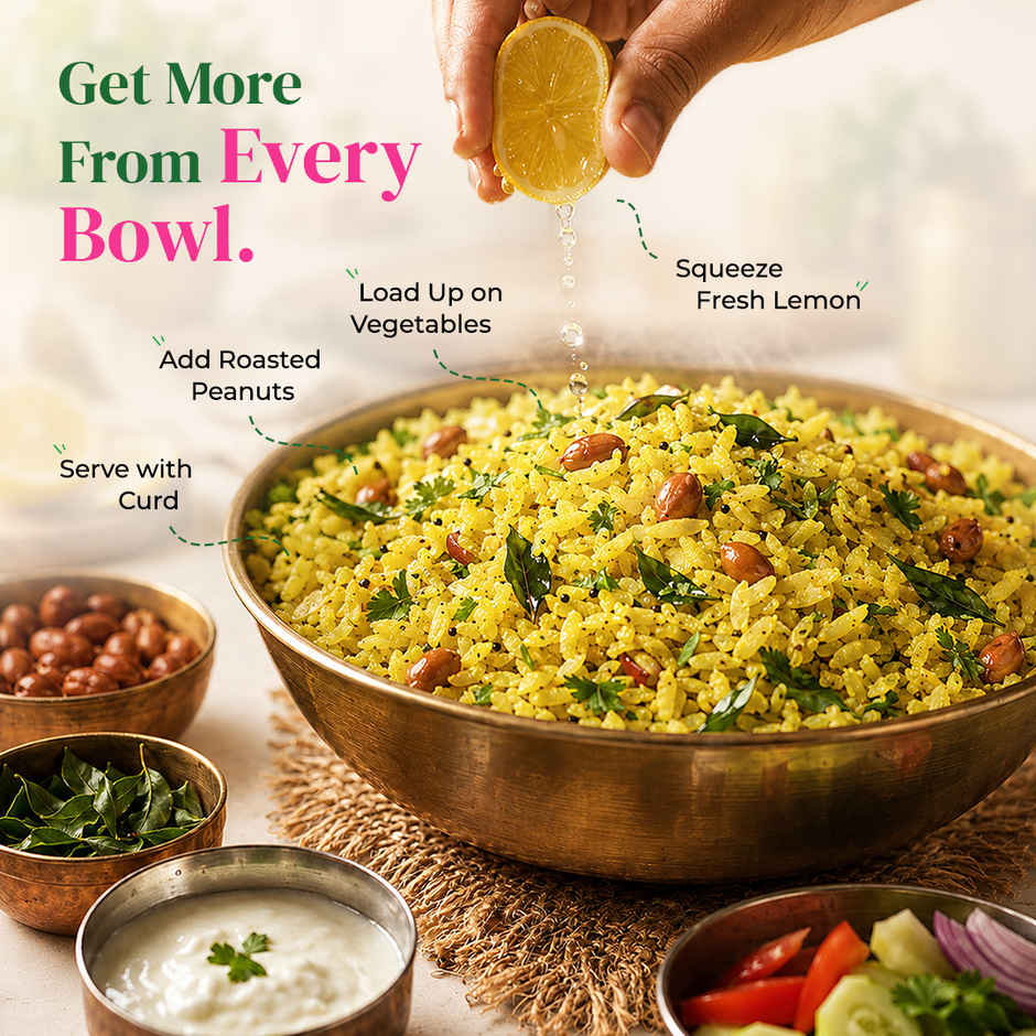 Khetika Premium Thick Poha (Flattened Rice) | High in Fiber | Zero Preservatives