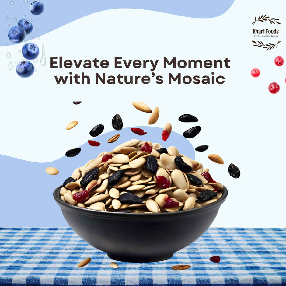Khari Foods Seeds Berries Healthy Trail Mix | Pumpkin Seeds, Sunflower Seeds, Blueberries, Cranberries & More
