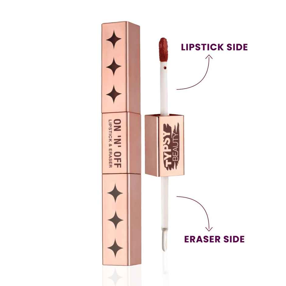 Typsy Beauty ON 'n' OFF Lipstick & Eraser 12 Hr Stay Creamy Matte Formula - Rum Pum pum