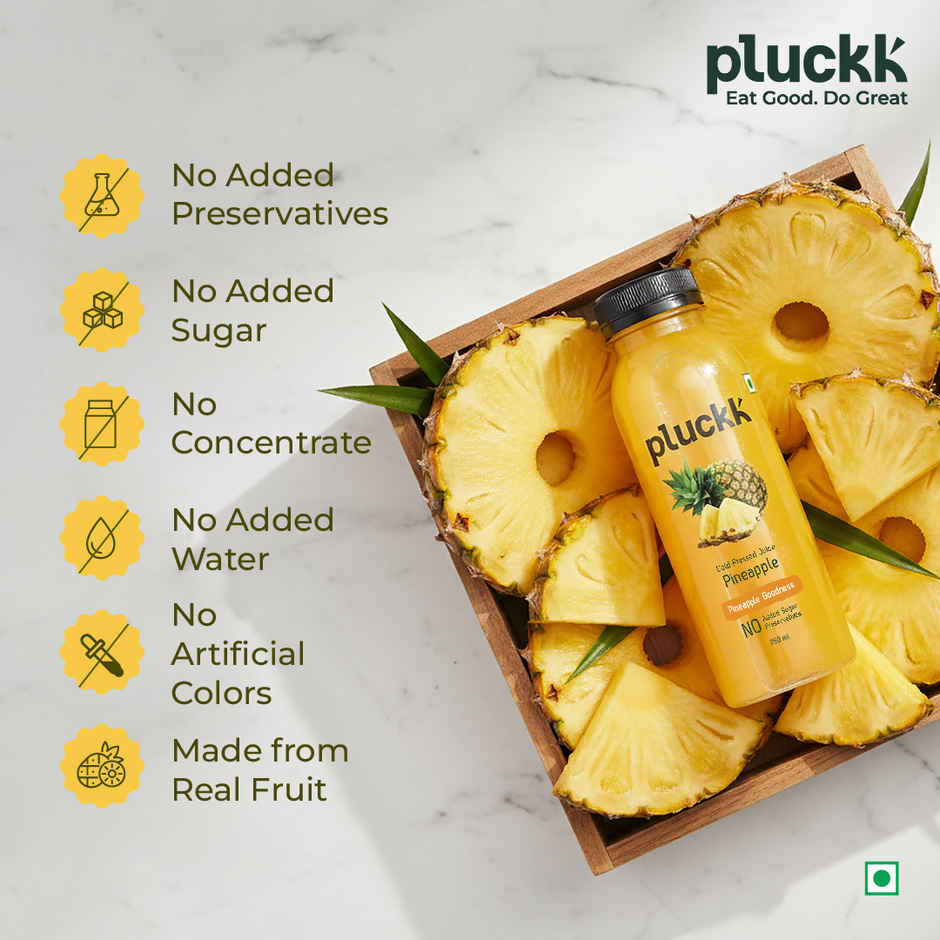Pluckk Cold Pressed Extracted Pineapple Juice | No Preservatives | No Added Sugar