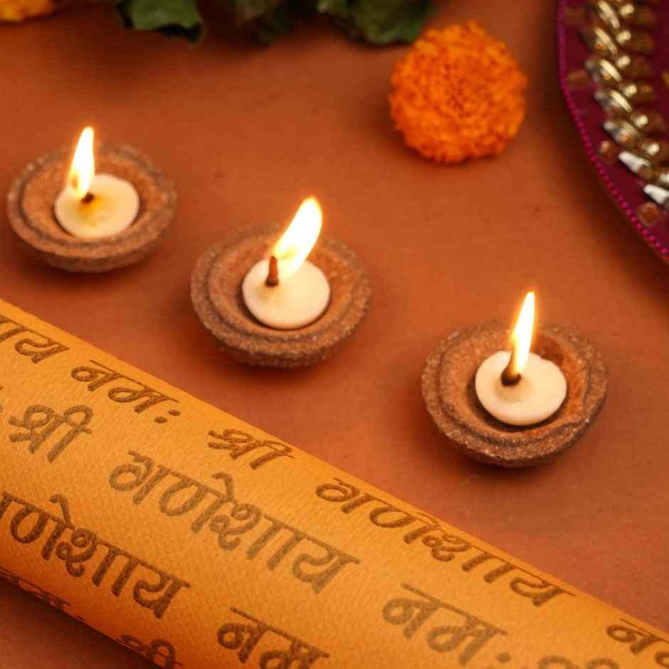 Cow Dung Diya Set | Pack Of 9 | Servdharm