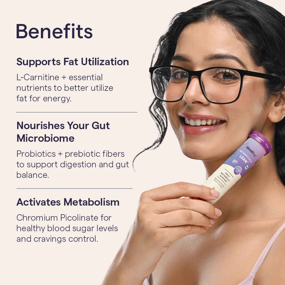 The Good Bug Metabolically Lean Effervescent Tablets Orange Probiotics Supplement and L Carnitine