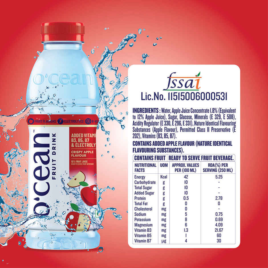 O'cean Fruit Water Crispy Apple Vitamin & Electrolyte Hydration