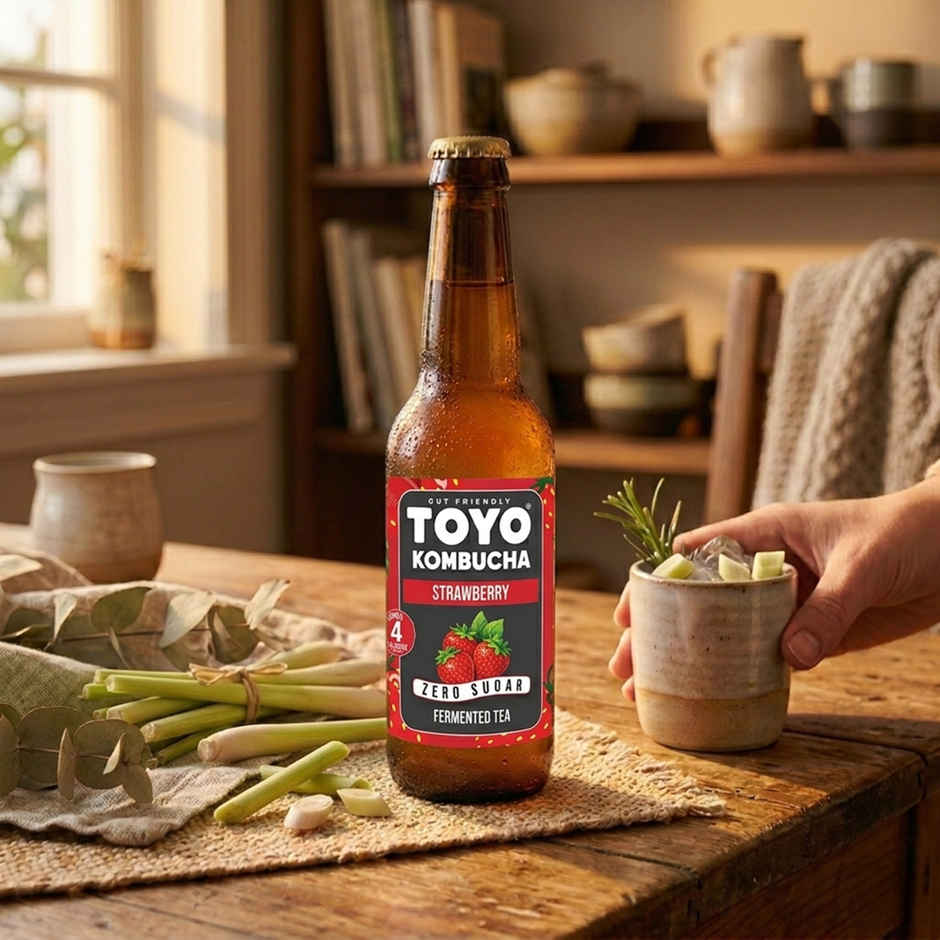 Toyo Kombucha Zero Sugar Strawberry | Non-Alcoholic Kombucha