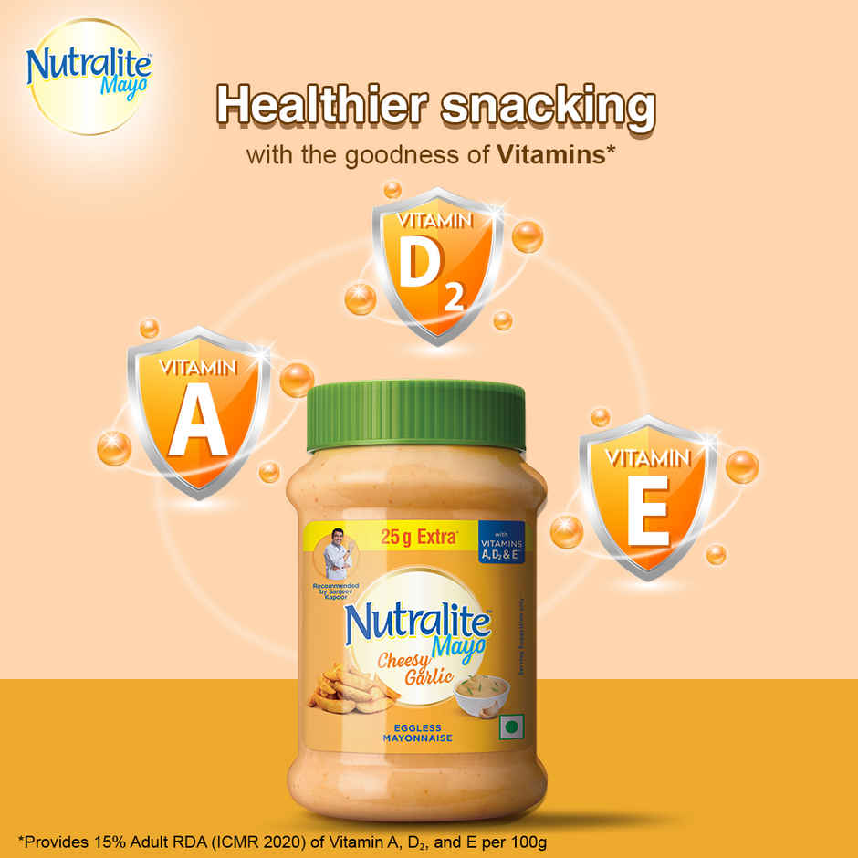 Nutralite Mayo Cheesy Garlic Eggless Mayonnaise (Extra 25g Free) - 275g