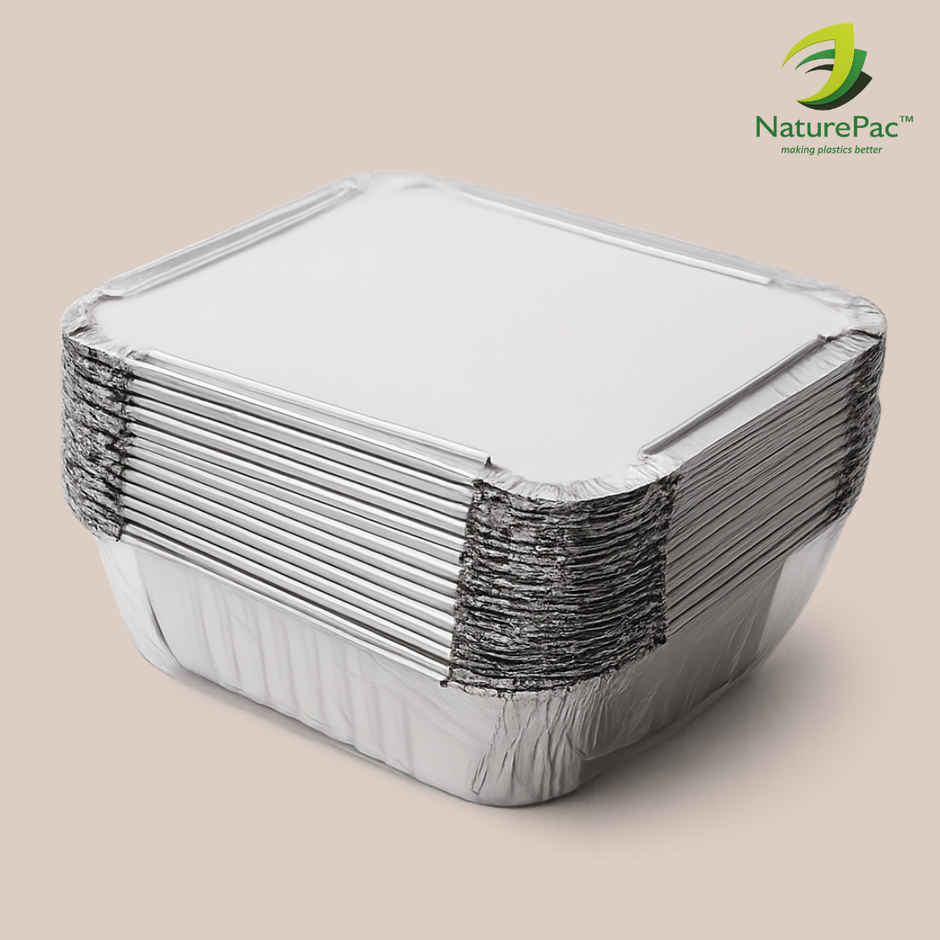 Naturepac Foil Container + Lid | 450 ml | Sturdy & Practical