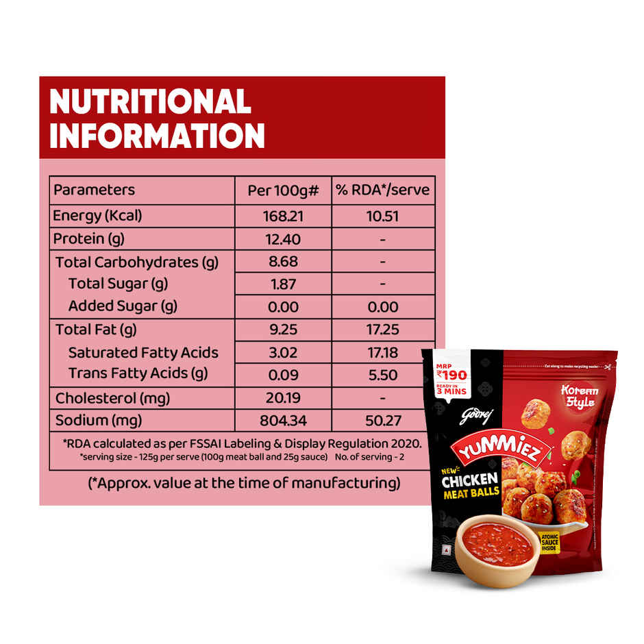 Godrej Yummiez Chicken Meat Balls - Korean Style