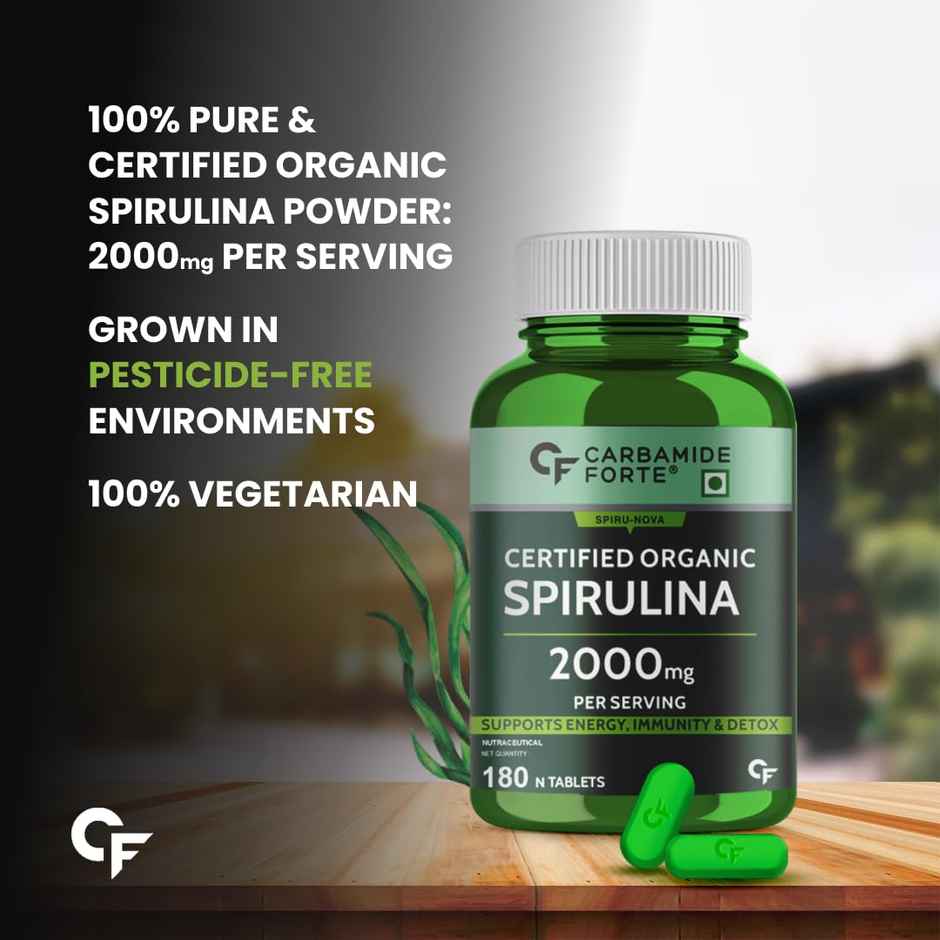 Carbamide Forte Truly Organic Spirulina Tablets 2000mg Per Serving - 180 Tablets