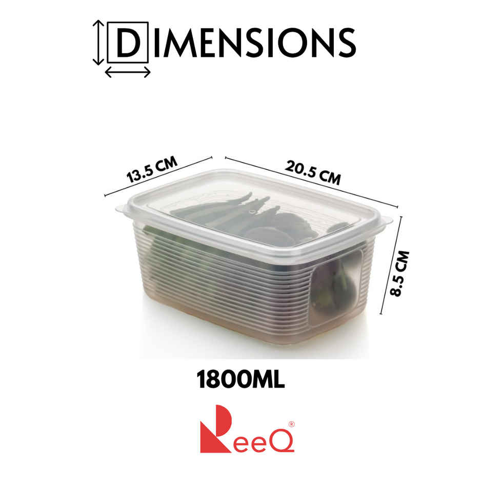 ReeQ Transparent Fridge Storage Container Box with Lid | 1.8 L