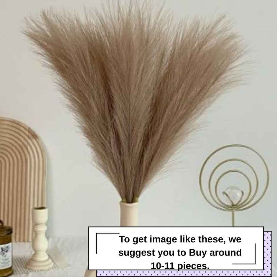 Artificial Flowers Small Fake Flower Faux Pampas Fluffy | Light Brown | Fabric | 41cm | Satyam Kraft