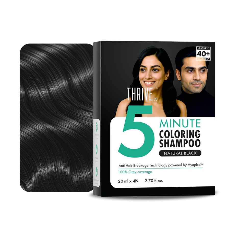 ThriveCo Coloring Shampoo With Hyaplex For Rich - Shiny Colored Hair | Ammonia-Free | Natural Black