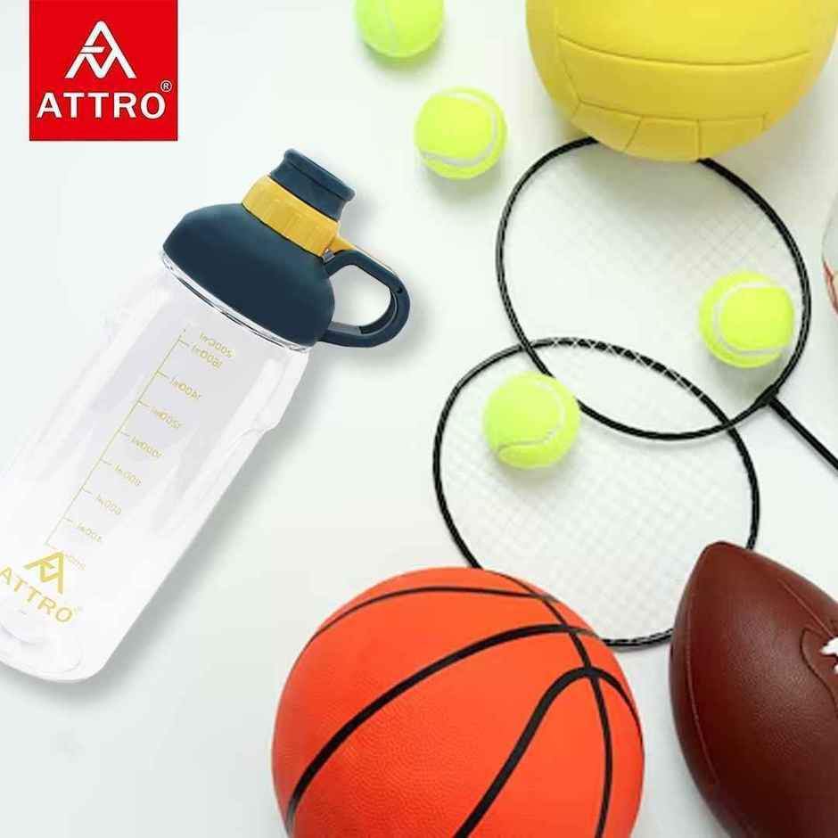 Attro Hydra Gym 2000 ml Plastic Water Bottle Grip Handle | BPA-Free | Leak-Proof | Dark Blue