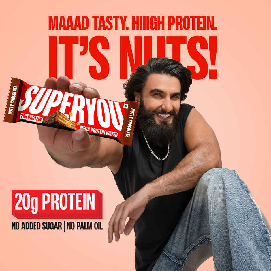 SuperYou 20g Protein Mega Wafer | Nutty Chocolate | Made With Atta & Jowar, No Added Sugar, No Palm Oil
