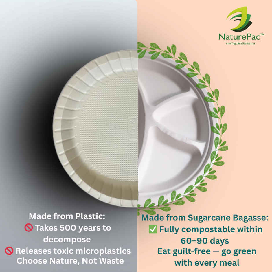Round Plate | 4 Compartment | 12 inch | Naturepac