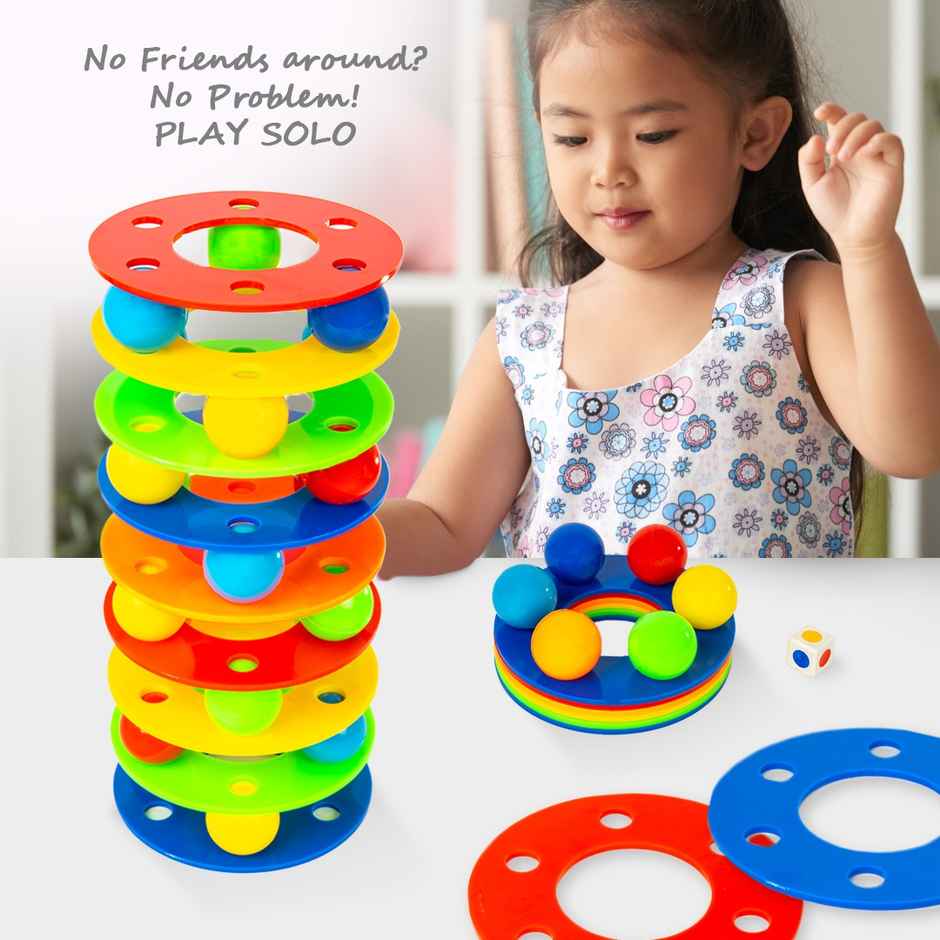 Ratna's Rainbow Tower Ball |12 Rings, 42 Balls, 1 Dice | Assorted | 5 + years