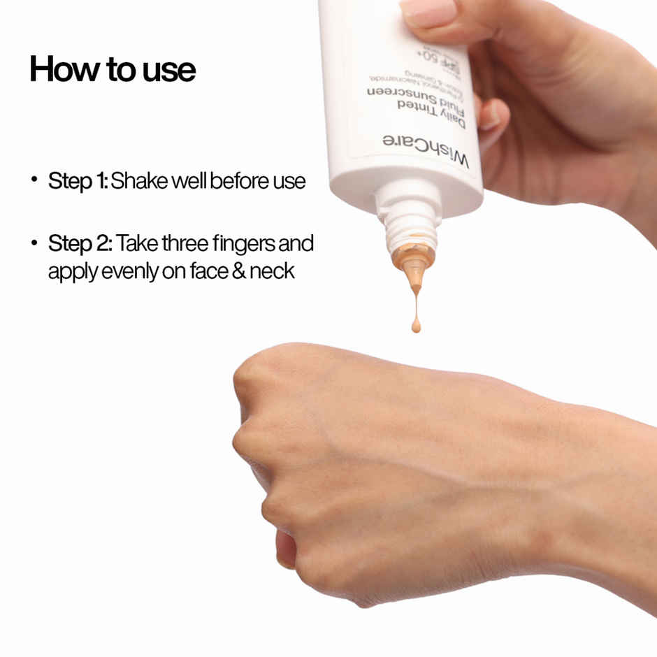 WishCare Daily Tinted Fluid Sunscreen SPF50PA++++ | M202 | All Skin Type | InVivo Tested