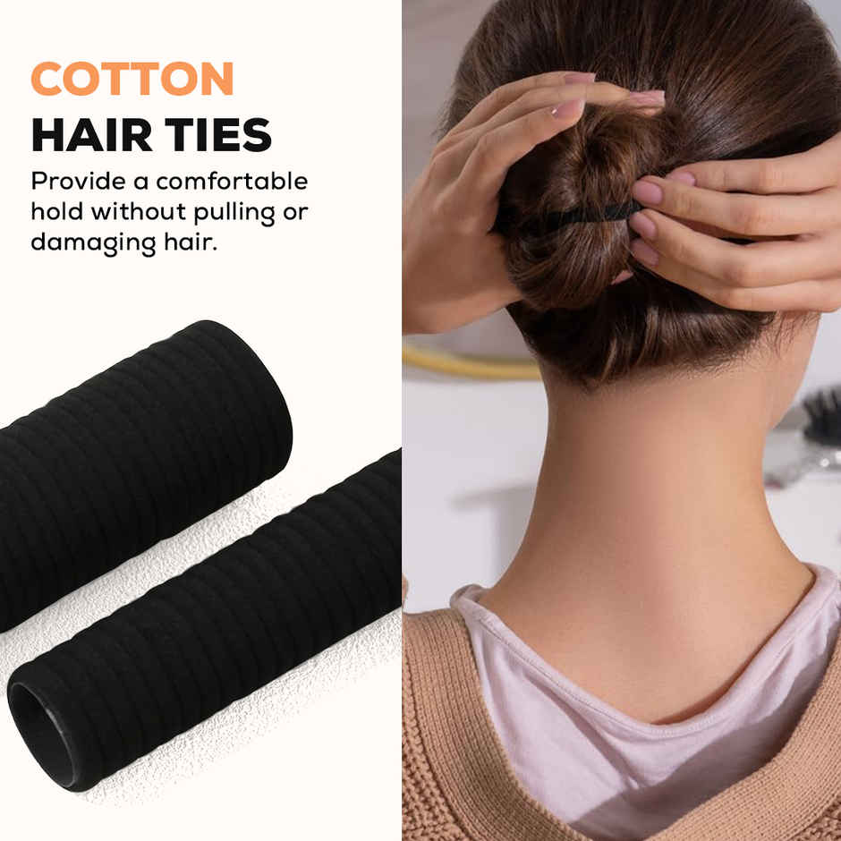 Gleva Black Elastic Hair Ties Stretchable Hair Styling Rubber Bands Ponytail Holder No Damage